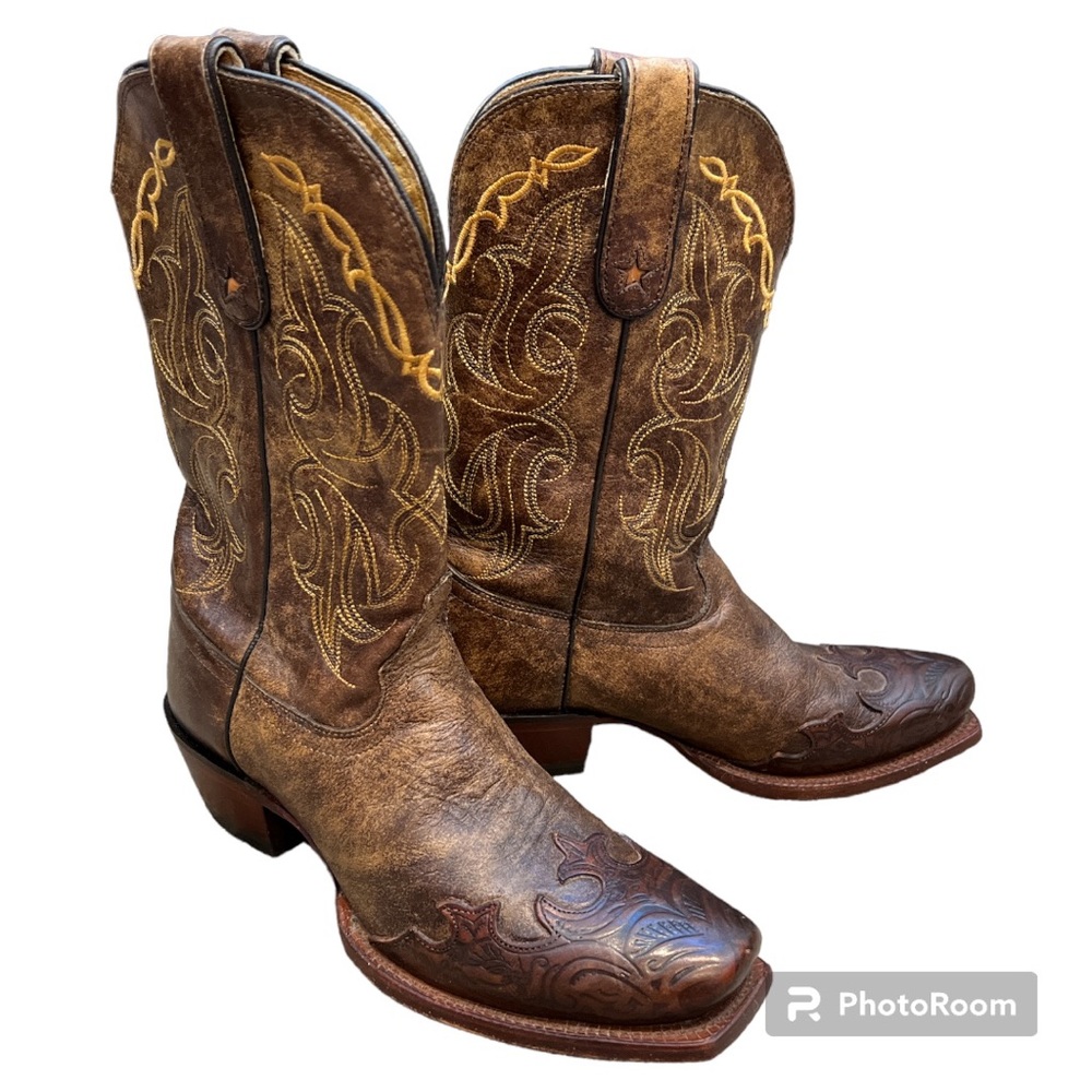 AWESOME Tony Lama mid-shaft cowboy cowgirl boots embroidered tooled leather 8B